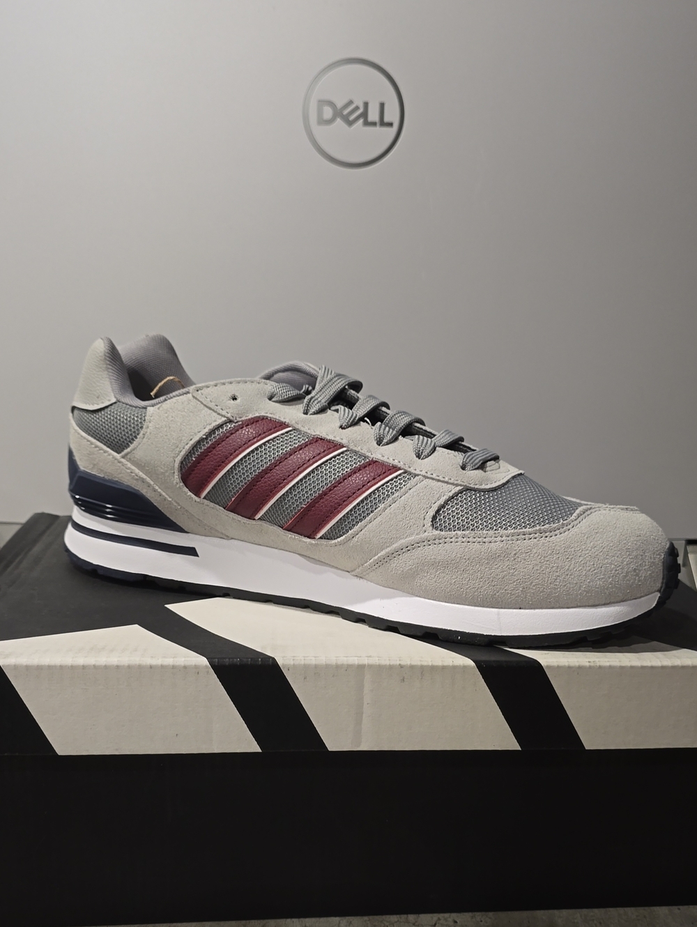 adidas Grey Sneaker with Burgundy Stripes